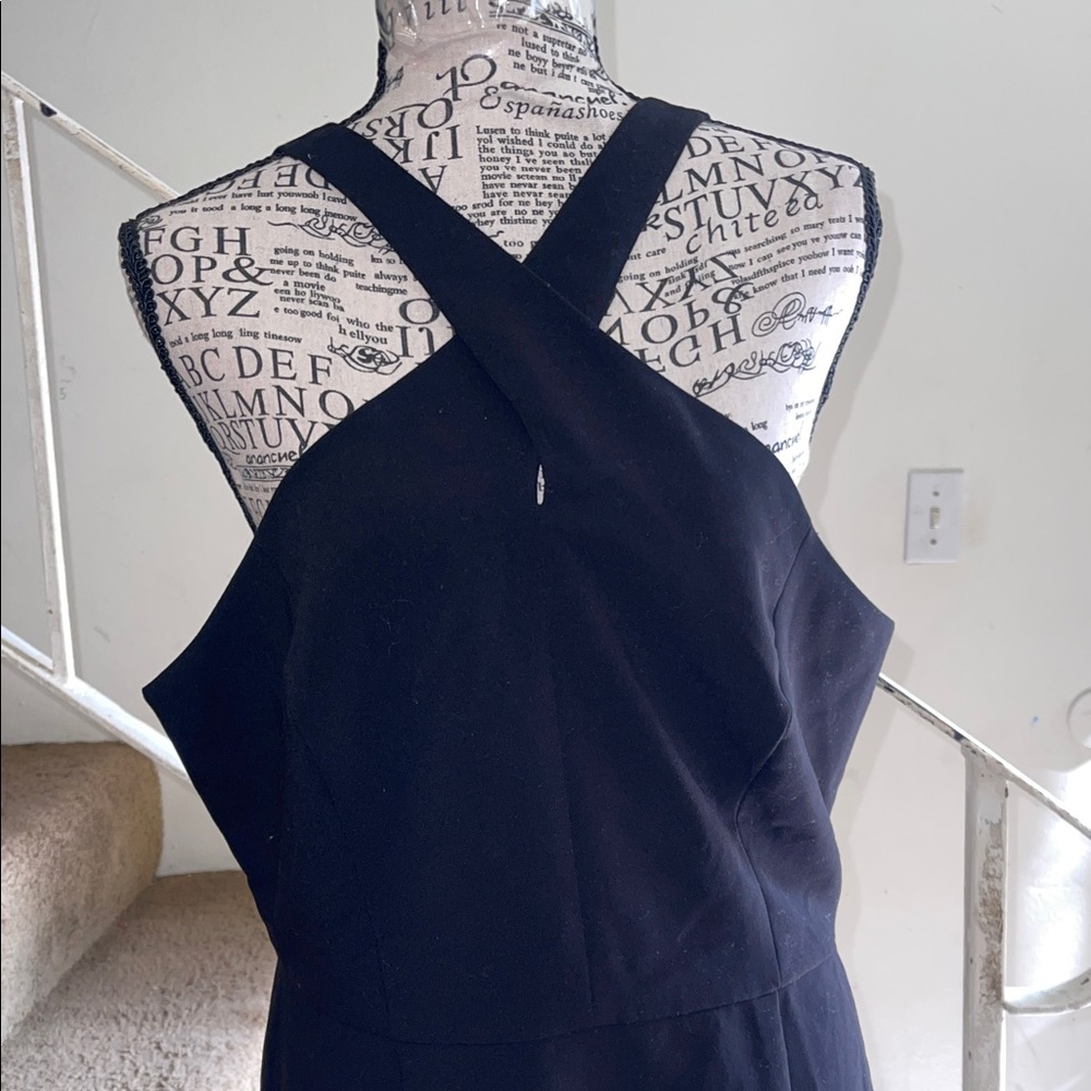 French Connection Whisper Crossover Halter Neck Minidress Black NWOT - Picture 3 of 4